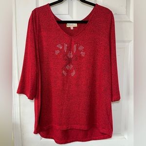Wishing you a very MAGICAL SEASON  Women’s Embellished Tie Top-Red Tunic…